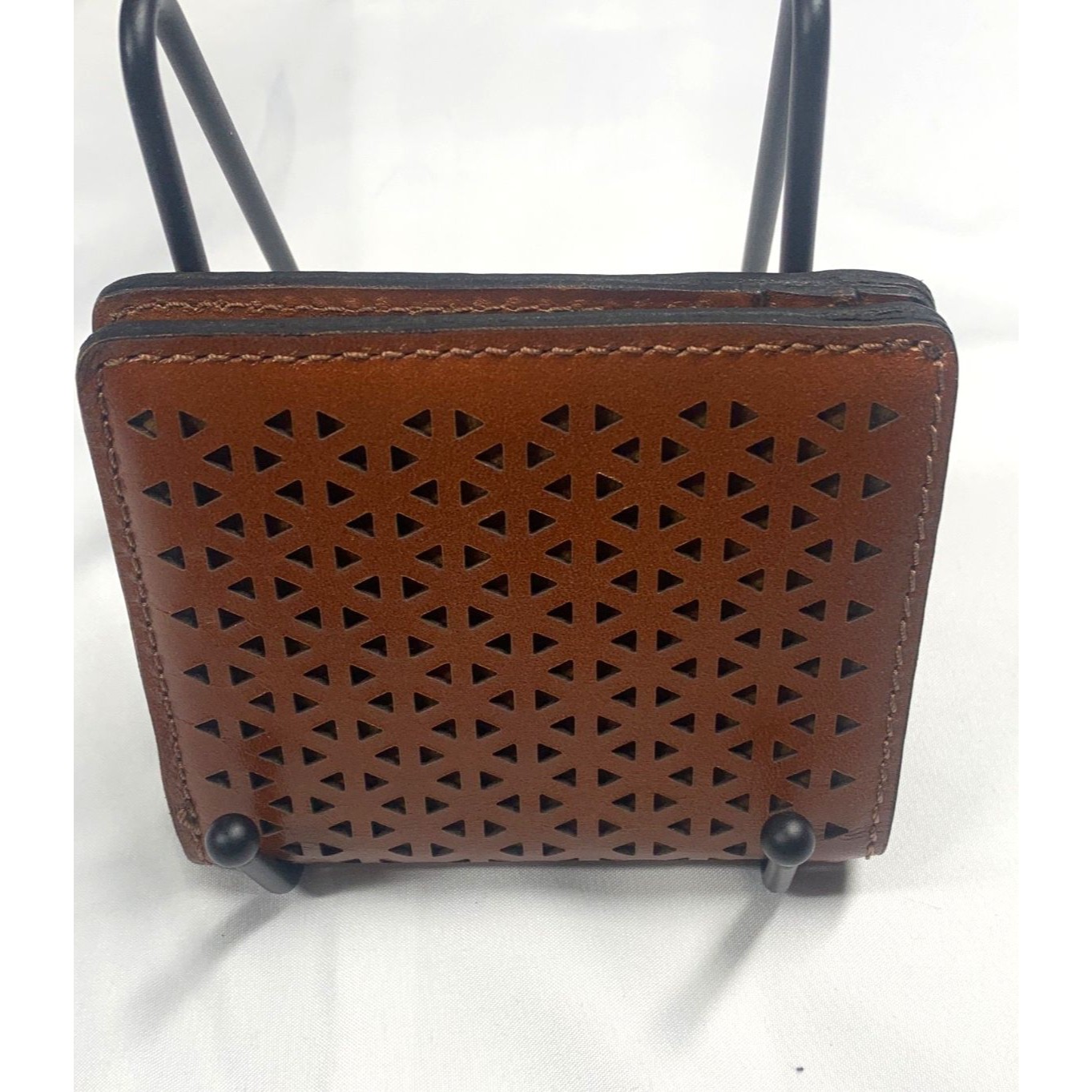Patricia Nash Luzzi Women's Bi-Fold Wallet Perforated Leather Tan 3" X 4" X 1"